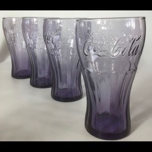 Set of 4 Purple Vintage Coca-Cola Glasses